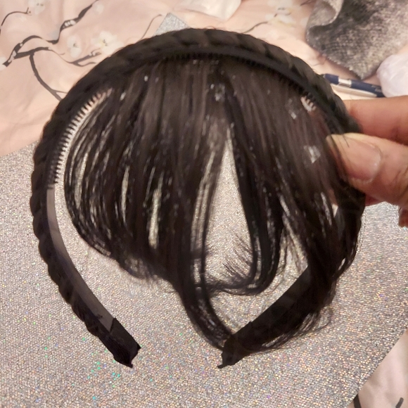 Synthetic Twist Braid Headband With Fringe Bangs - Picture 4 of 9